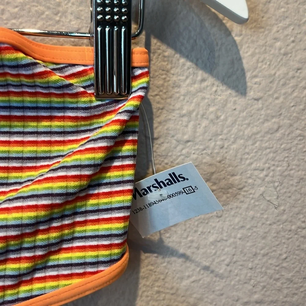 New Frankie’s Bikinis Women’s Rosabella Striped Bandeau Bikini Top Large